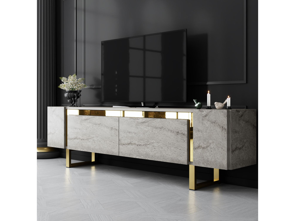 Meuble TV en bois "Yildiz" - 180 x 30 x 50 cm - TravertinOr
