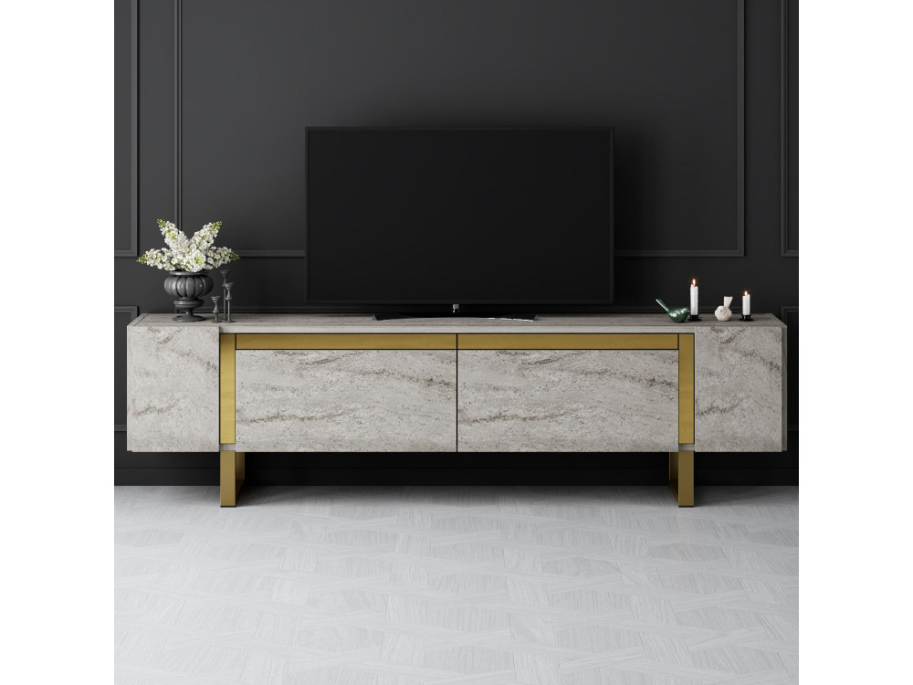 Meuble TV en bois "Yildiz" - 180 x 30 x 50 cm - TravertinOr