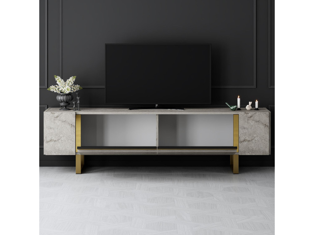Meuble TV en bois "Yildiz" - 180 x 30 x 50 cm - TravertinOr