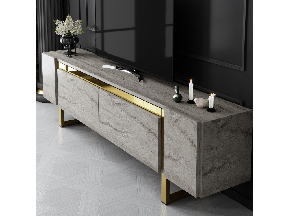 Meuble TV en bois "Yildiz" - 180 x 30 x 50 cm - TravertinOr