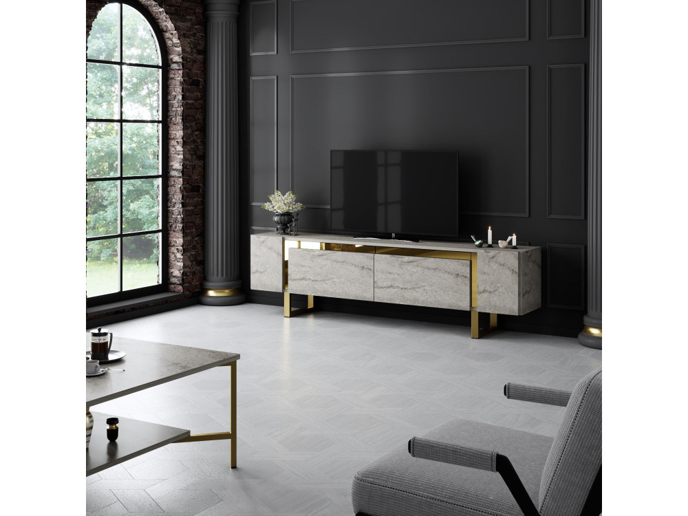 Meuble TV en bois "Yildiz" - 180 x 30 x 50 cm - TravertinOr
