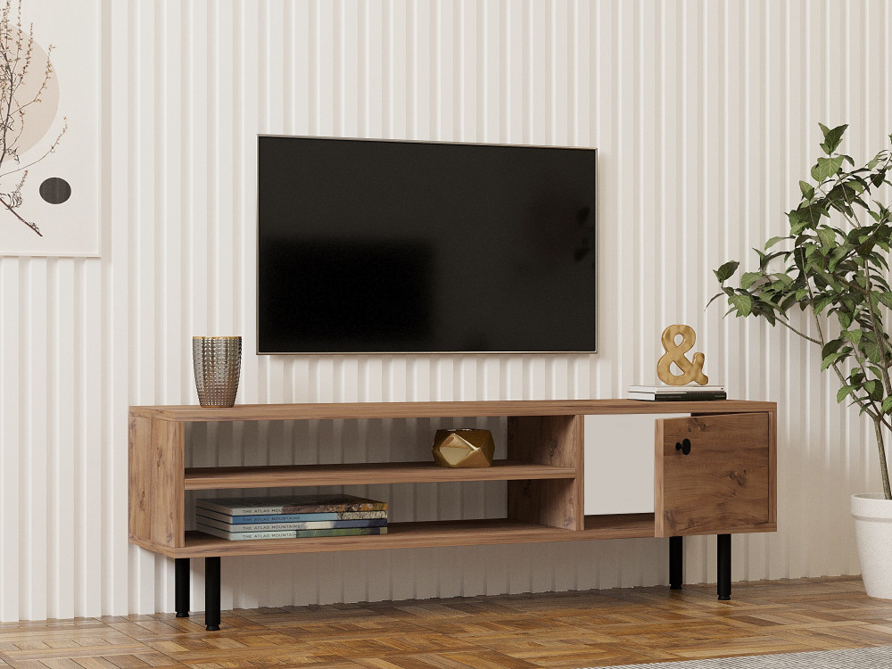 Meuble TV en bois "Avila" - 120 x 30 x 38 cm - Pin atlantique