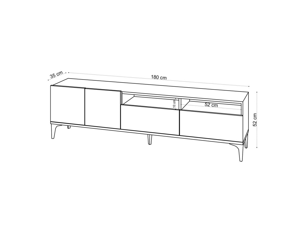 Meuble TV en bois "Ross" - 180 x 35 x 52 cm - Chêne