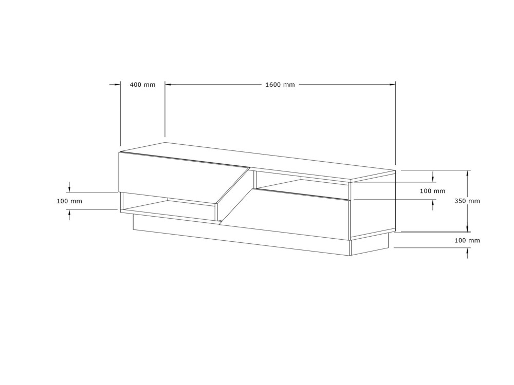 Meuble TV en bois "Koza" - 160 x 40 x 45 cm - NoyerBlanc