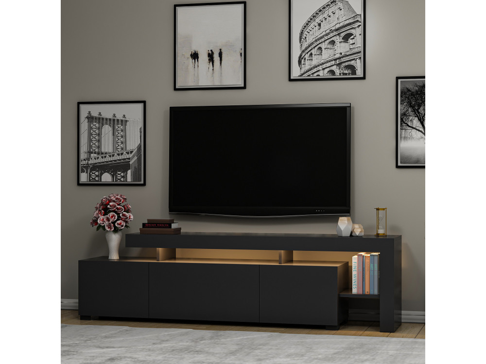 Meuble TV en bois "Beliz" - 192 x 37 x 53 cm - Anthracite