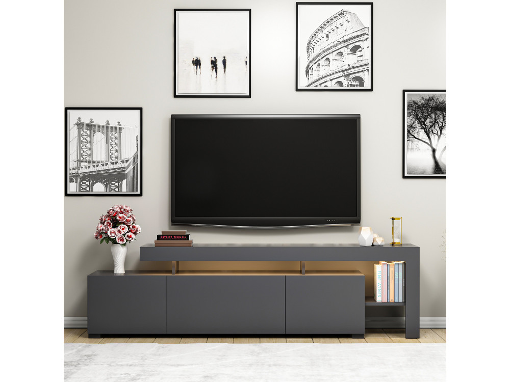 Meuble TV en bois "Beliz" - 192 x 37 x 53 cm - Anthracite