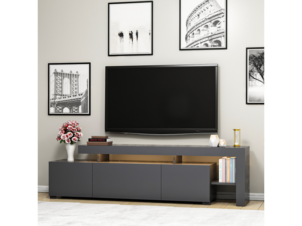 Meuble TV en bois "Beliz" - 192 x 37 x 53 cm - Anthracite