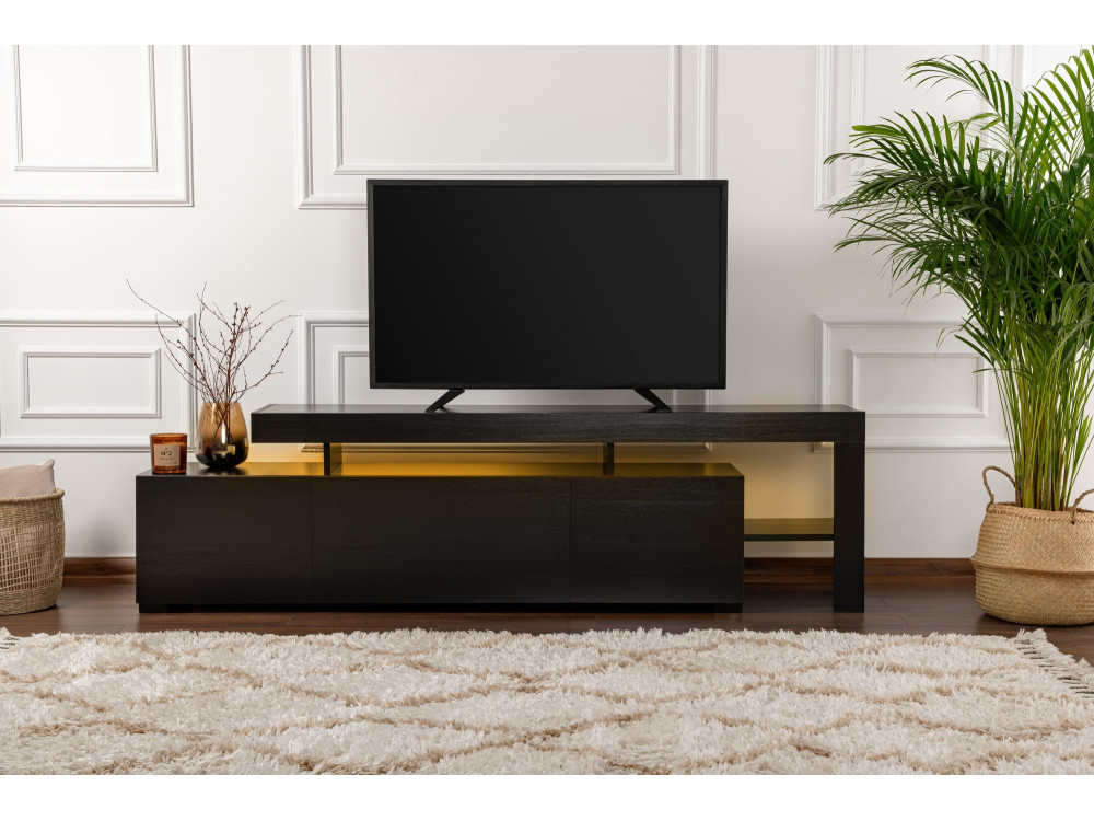 Meuble TV en bois "Beliz" 192 x 37 x 53 cm - Bois Noir