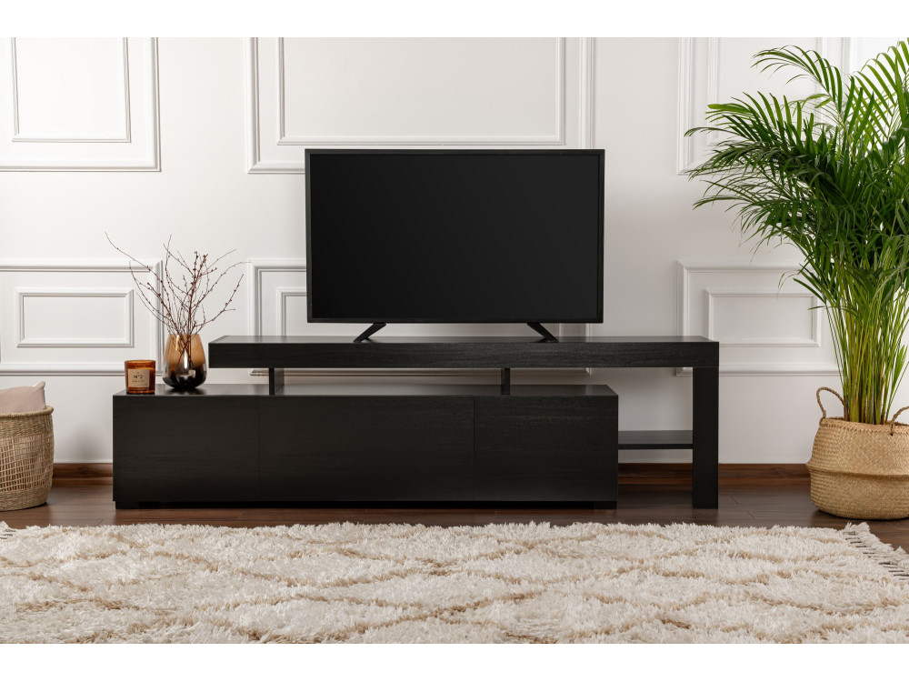 Meuble TV en bois "Beliz" 192 x 37 x 53 cm - Bois Noir