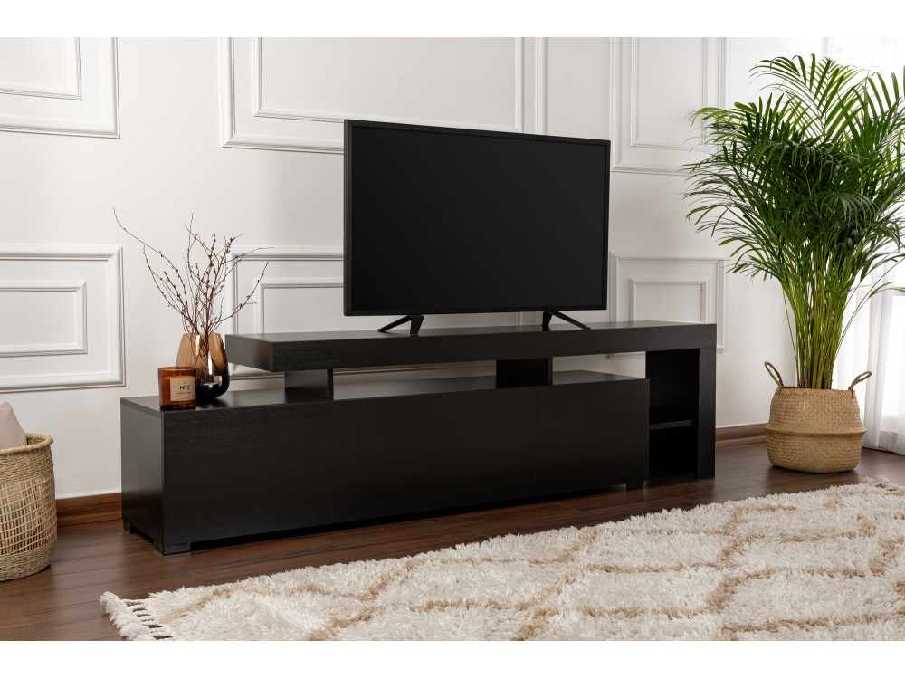 Meuble TV en bois "Beliz" 192 x 37 x 53 cm - Bois Noir