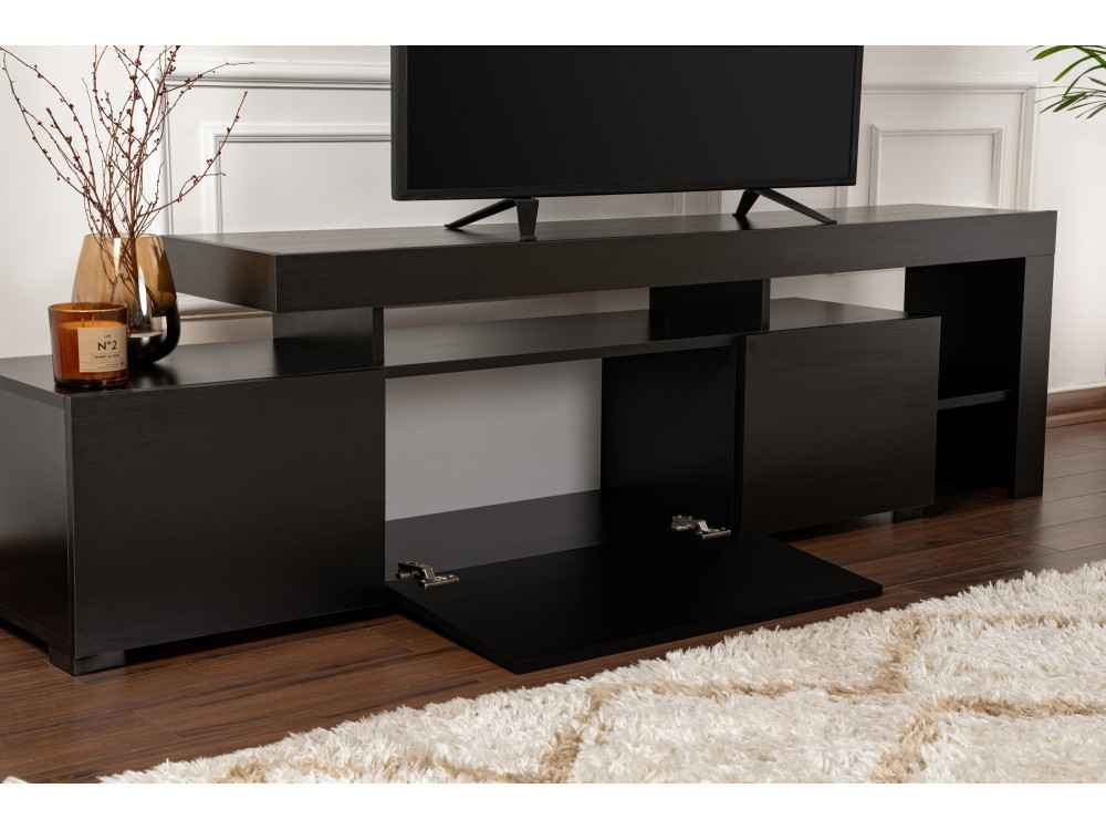 Meuble TV en bois "Beliz" 192 x 37 x 53 cm - Bois Noir