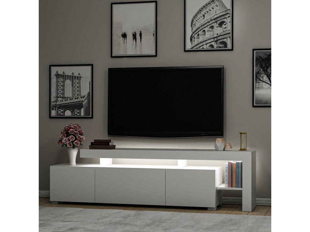 Meuble TV en bois "Beliz" 192 x 37 x 53 cm - Blanc