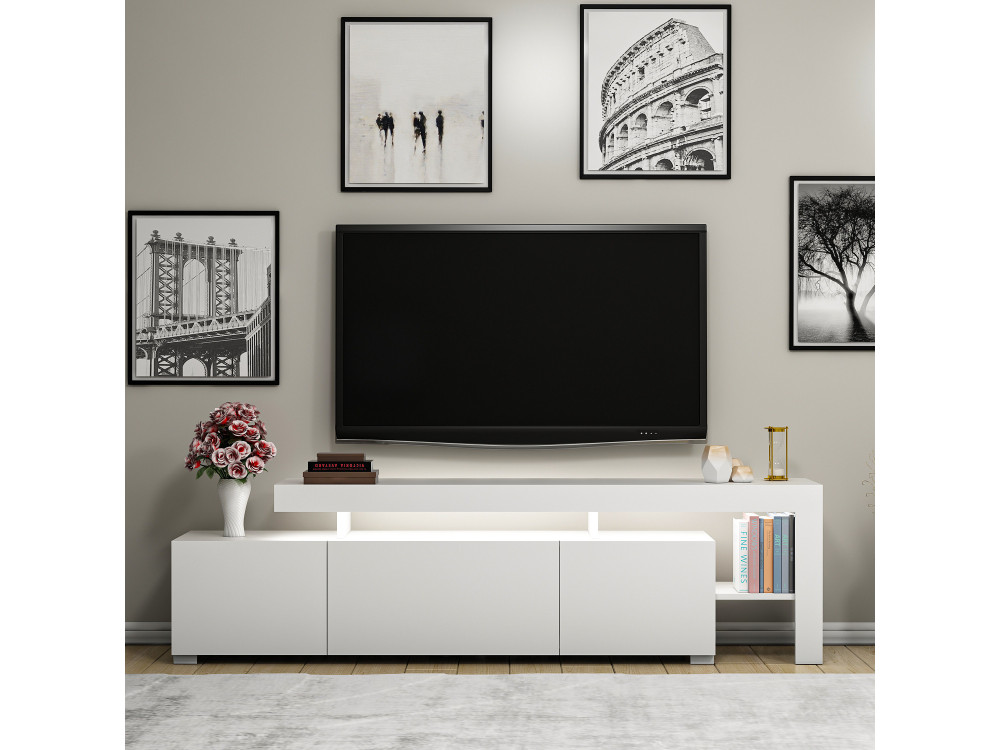 Meuble TV en bois "Beliz" 192 x 37 x 53 cm - Blanc