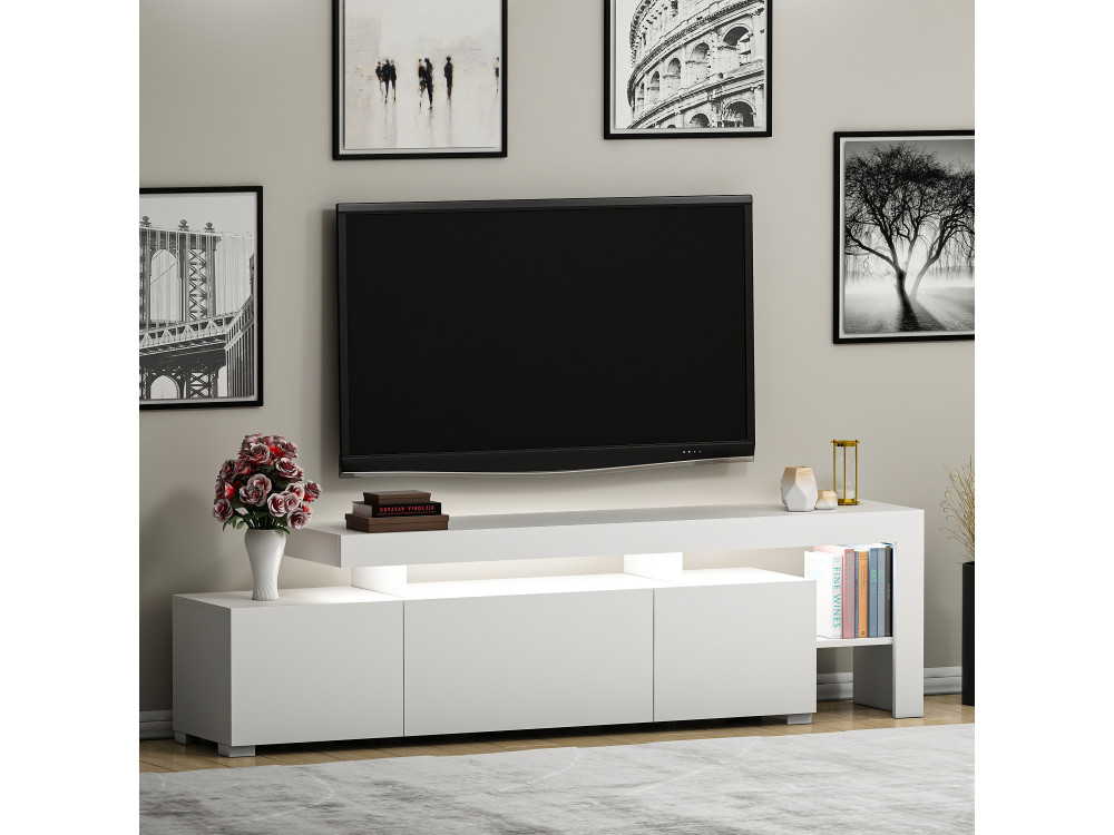 Meuble TV en bois "Beliz" 192 x 37 x 53 cm - Blanc