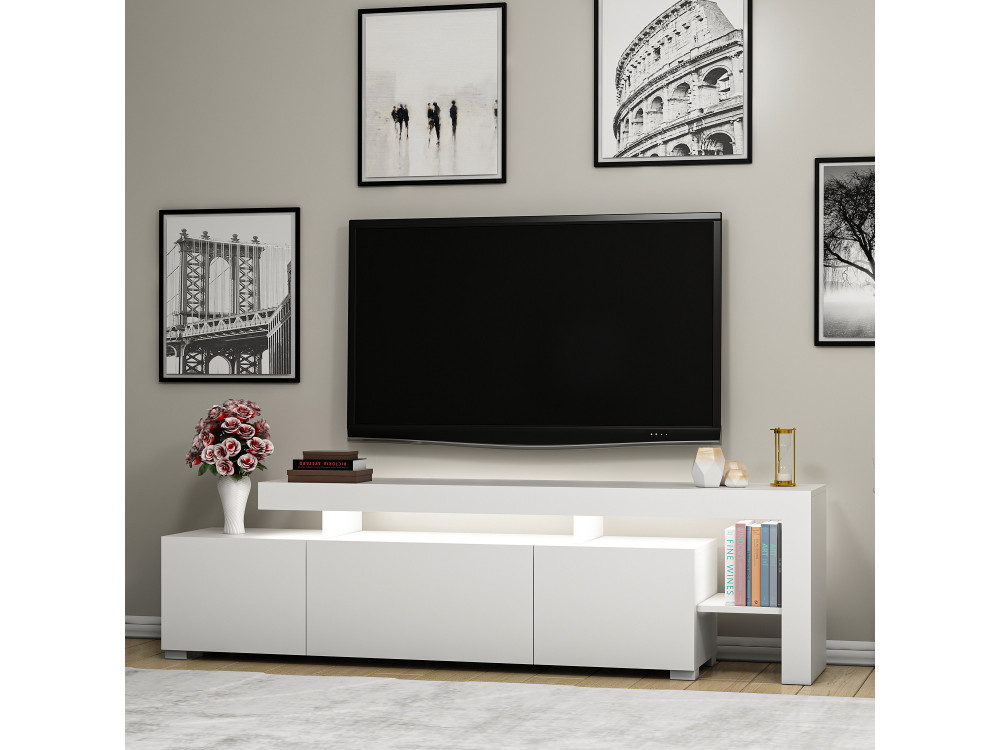 Meuble TV en bois "Beliz" 192 x 37 x 53 cm - Blanc