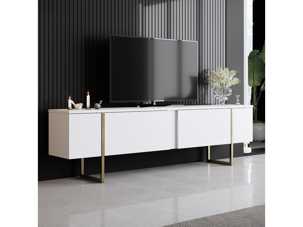 Meuble TV en bois "Luxe" - 180 x 30 x 50 cm - Or blanc