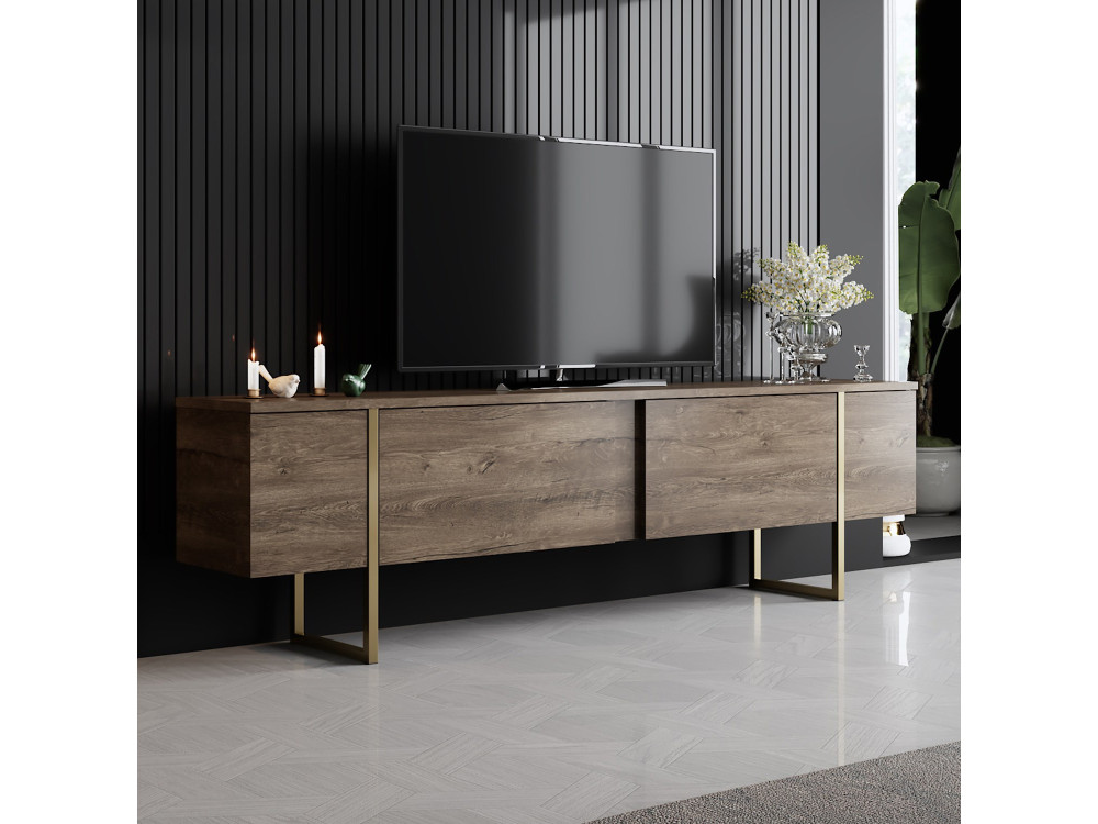 Meuble TV en bois "Luxe" - 180 x 30 x 50 cm - NoyerOr