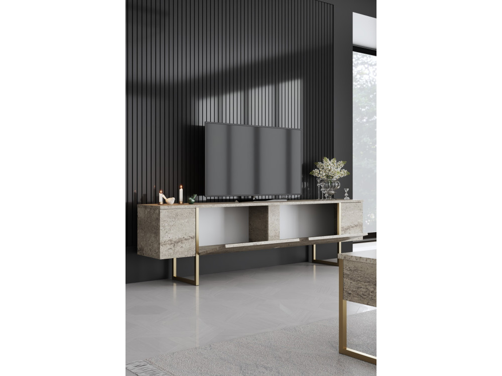 Meuble TV en bois "Luxe" - 180 x 30 x 50 cm - TravertinOr