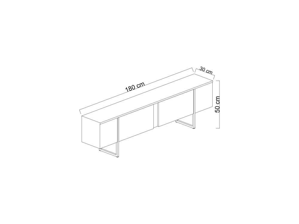 Meuble TV en bois "Luxe" - 180 x 30 x 50 cm - TravertinOr