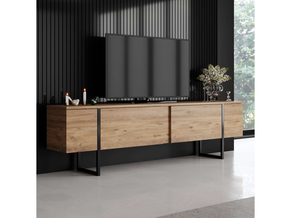 Meuble TV en bois "Luxe" - 180 x 30 x 50 cm - Marron