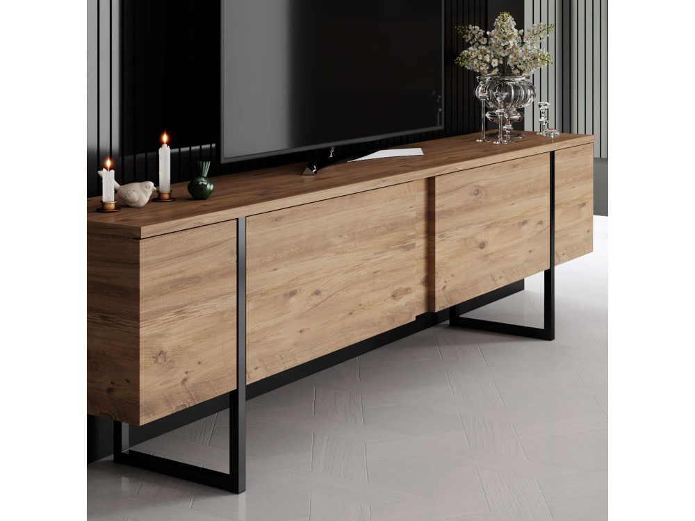 Meuble TV en bois "Luxe" - 180 x 30 x 50 cm - Marron