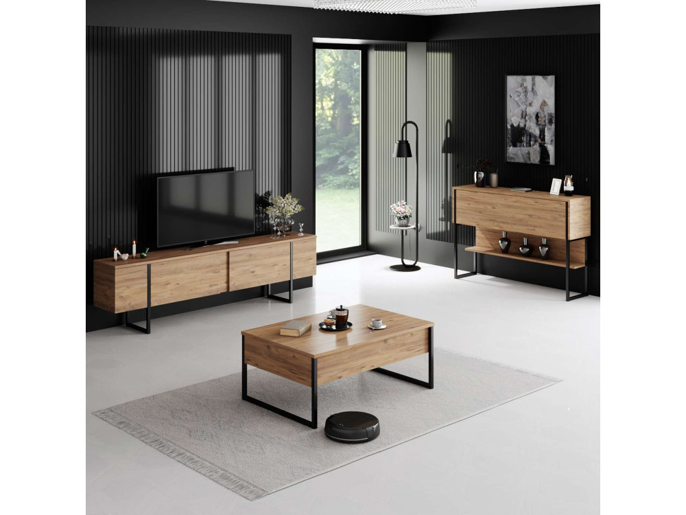 Meuble TV en bois "Luxe" - 180 x 30 x 50 cm - Marron