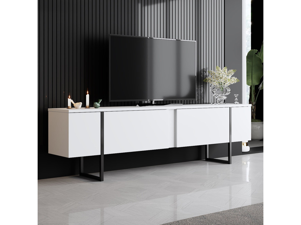 Meuble TV en bois "Luxe" - 180 x 30 x 50 cm - Blanc