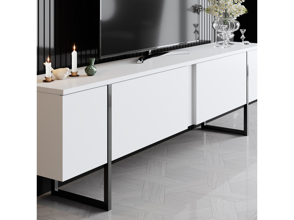 Meuble TV en bois "Luxe" - 180 x 30 x 50 cm - Blanc