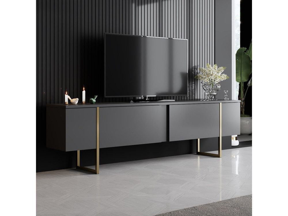 Meuble TV en bois "Luxe" - 180 x 30 x 50 cm - Or