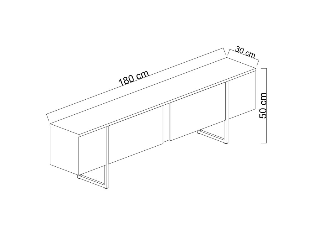 Meuble TV en bois "Luxe" - 180 x 30 x 50 cm - Or