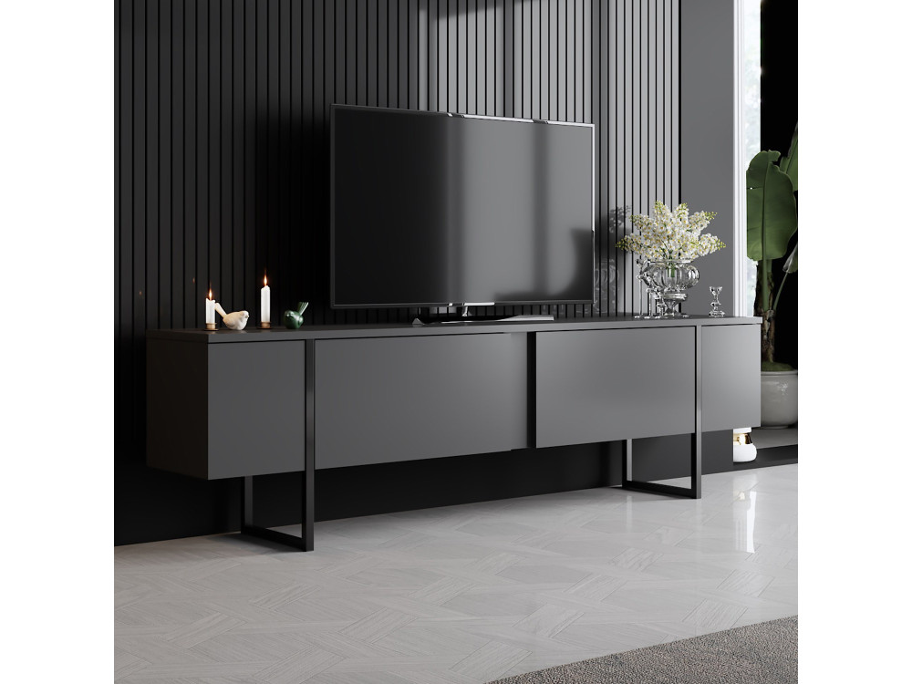Meuble TV en bois "Luxe" - 180 x 30 x 50 cm - Noir