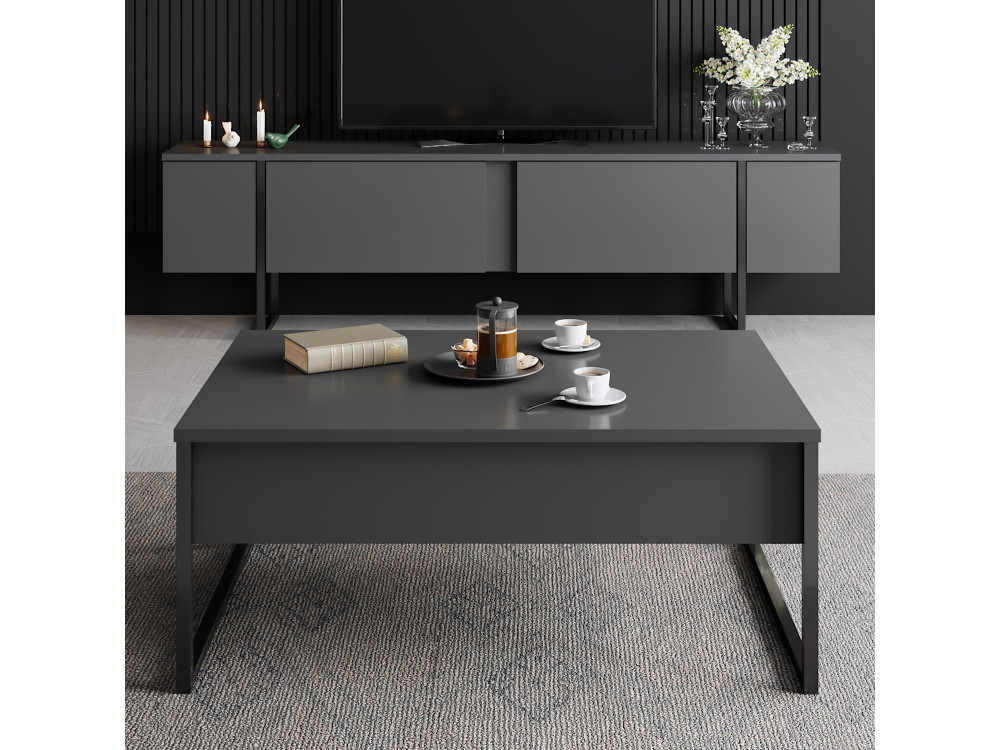 Meuble TV en bois "Luxe" - 180 x 30 x 50 cm - Noir