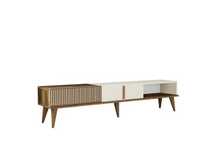 Meuble TV en bois "Milan" - 180 x 35 x 40 cm - Crème de noix