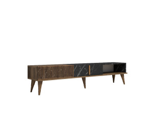Meuble TV en bois "Milan" - 180 x 35 x 40 cm - NoyerNoir