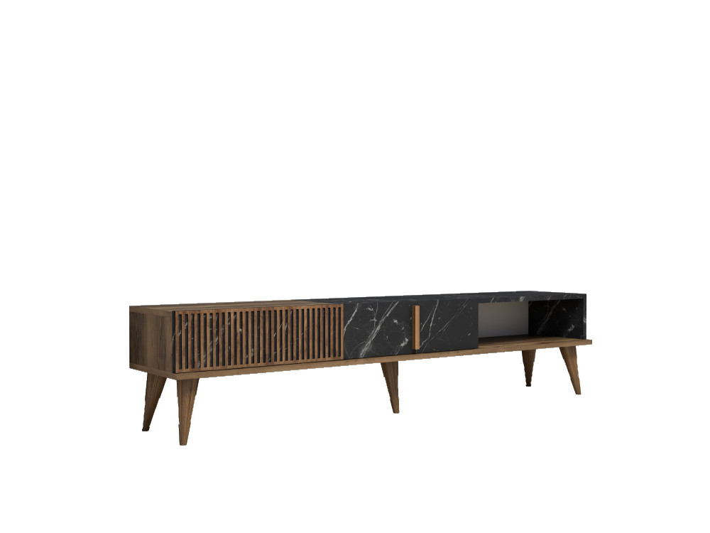 Meuble TV en bois "Milan" - 180 x 35 x 40 cm - NoyerNoir