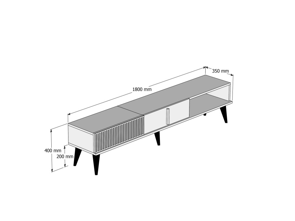 Meuble TV en bois "Milan" - 180 x 35 x 40 cm - NoyerNoir