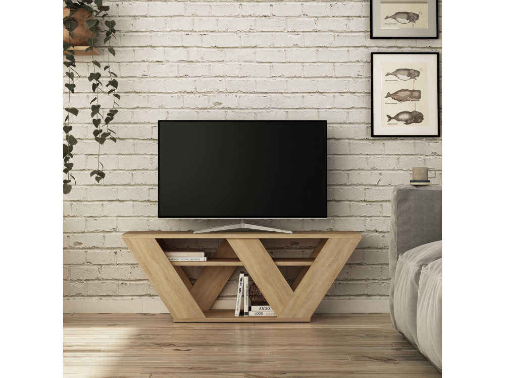 Meuble TV en bois "Pipralla" - 110 x 30 x 40 cm - Chêne