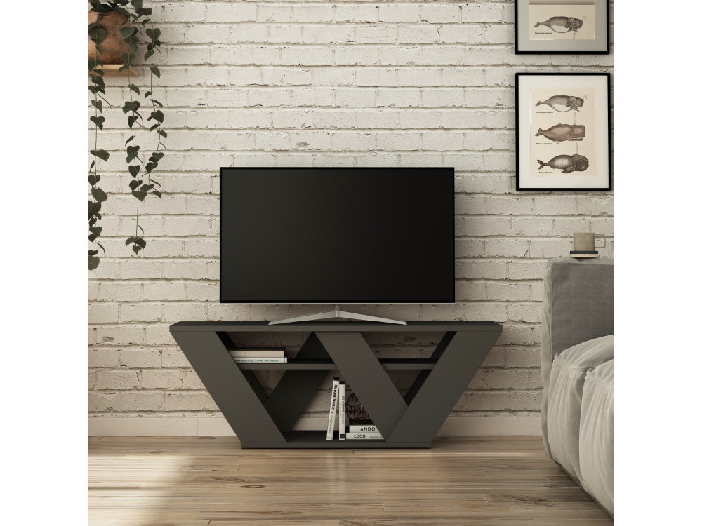 Meuble TV en bois "Pipralla" - 110 x 30 x 40 cm - Anthracite