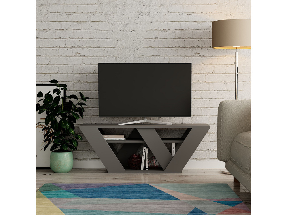 Meuble TV en bois "Pipralla" - 110 x 30 x 40 cm - Anthracite