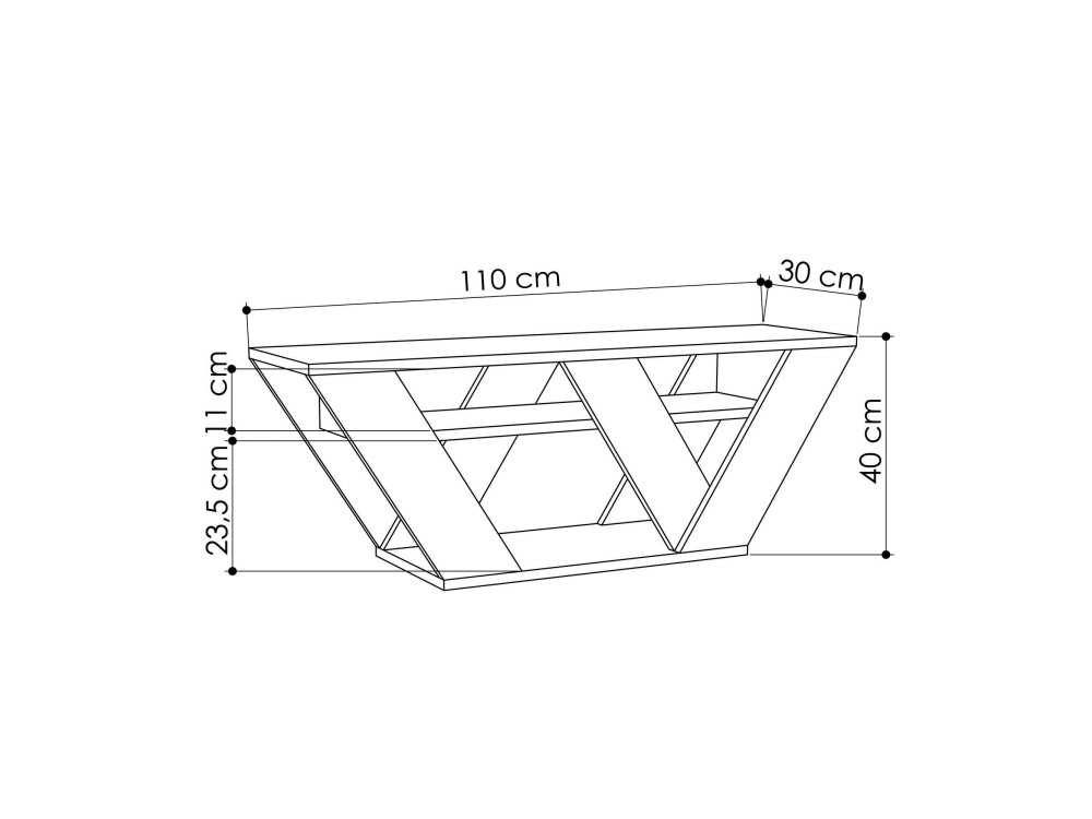 Meuble TV en bois "Pipralla" - 110 x 30 x 40 cm - Anthracite
