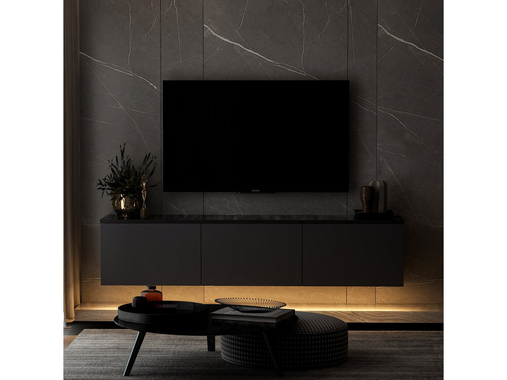Meuble TV en bois "Neon" - 160 x 32 x 35 cm - Anthracite