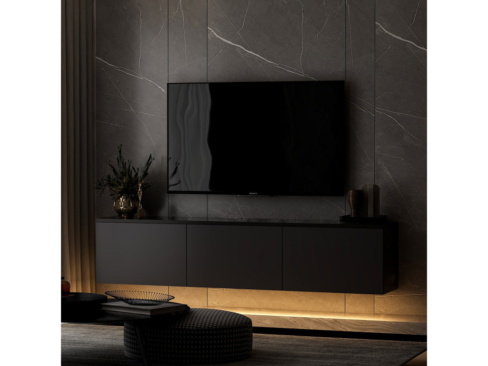 Meuble TV en bois "Neon" - 160 x 32 x 35 cm - Anthracite