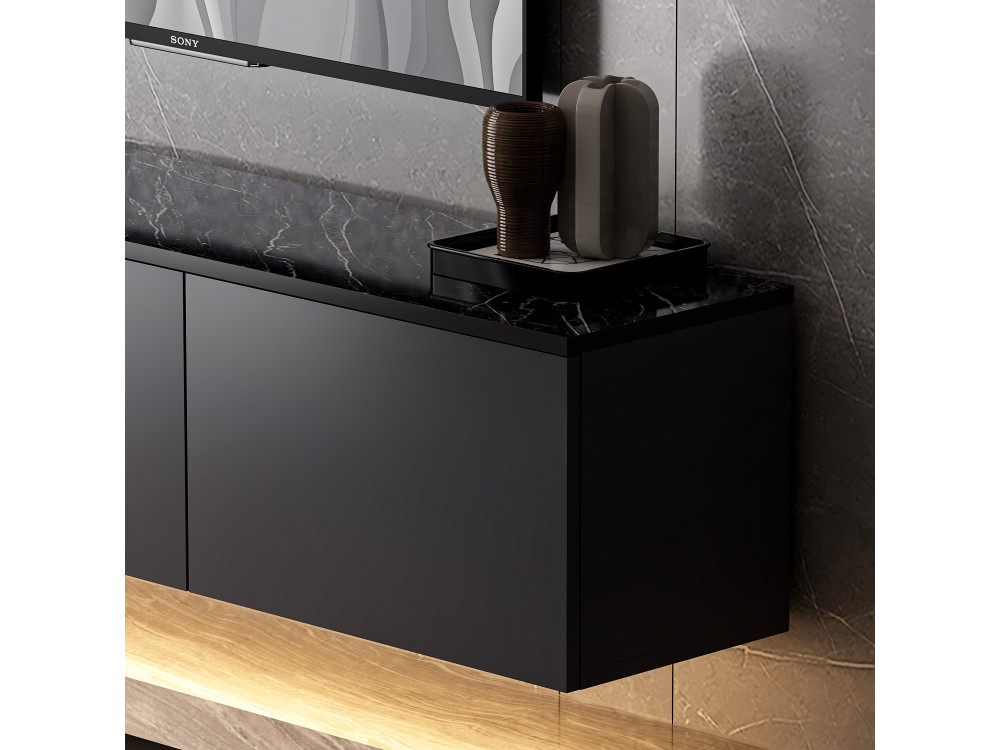 Meuble TV en bois "Neon" - 160 x 32 x 35 cm - Anthracite