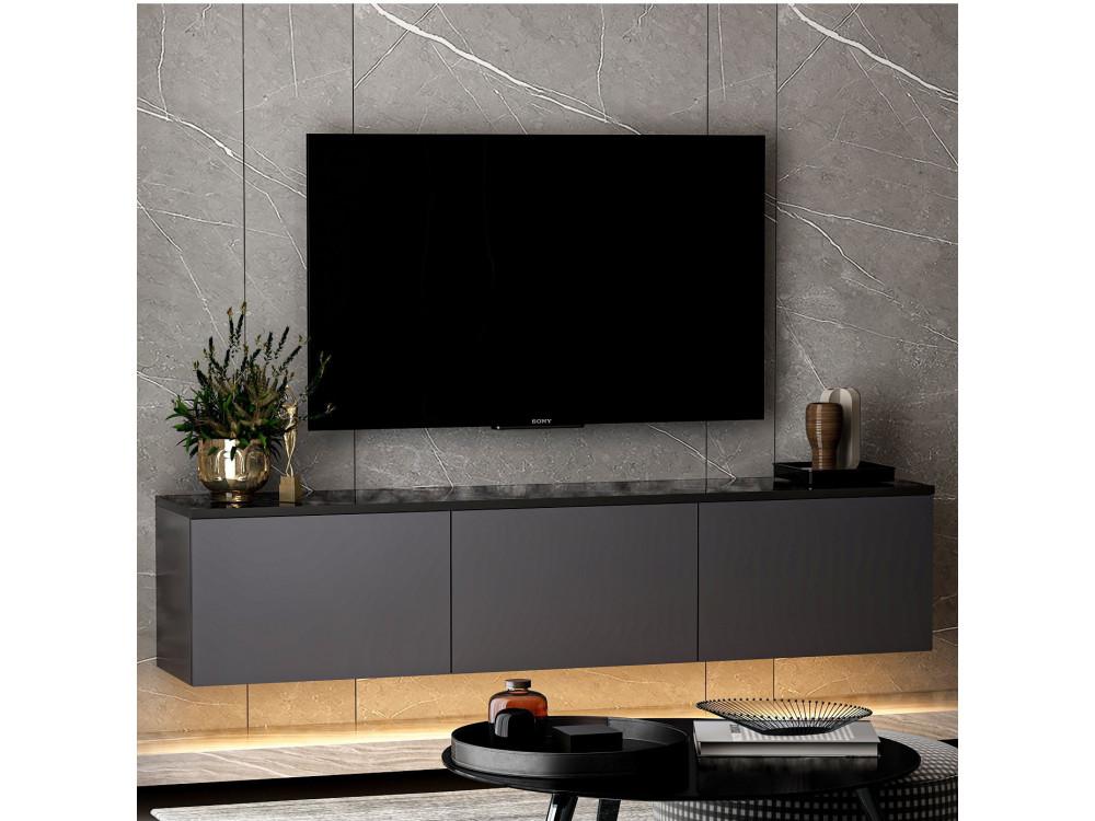 Meuble TV en bois "Neon" - 160 x 32 x 35 cm - Anthracite