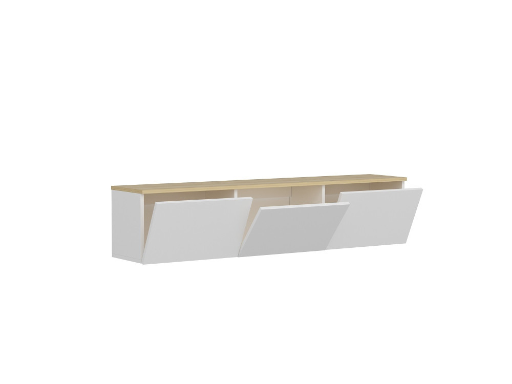 Meuble TV en bois "Neon" - 160 x 32 x 35 cm - Chêne blanc