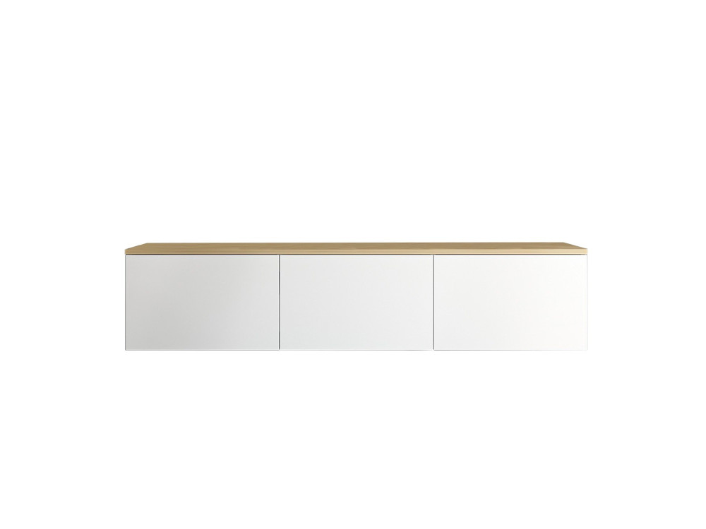 Meuble TV en bois "Neon" - 160 x 32 x 35 cm - Chêne blanc