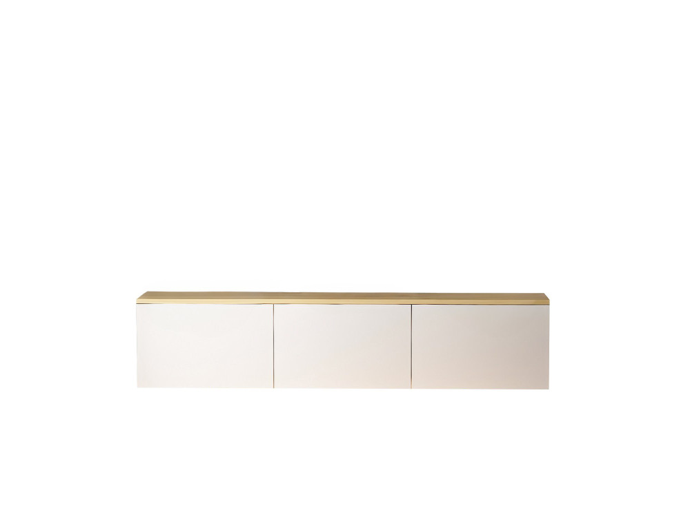 Meuble TV suspendu en bois avec éclairage LED "Neon" - 160 x 32 x 35 cm - Blanc