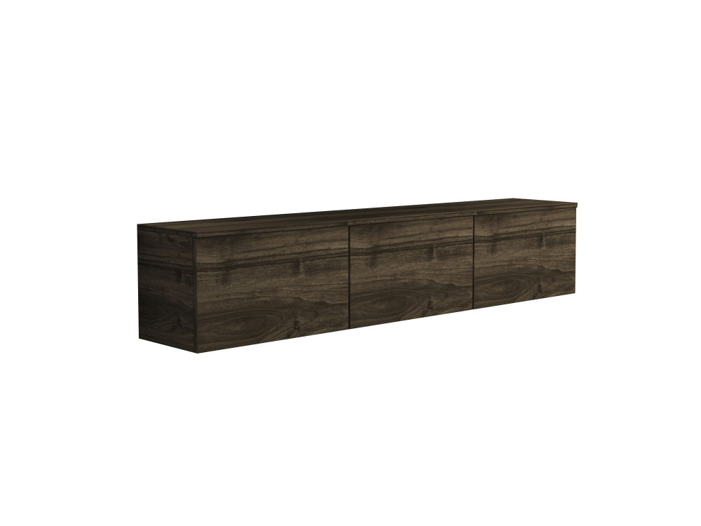 Meuble TV suspendu en bois avec éclairage LED "Neon" - 160 x 32 x 35 cm - Marron foncé