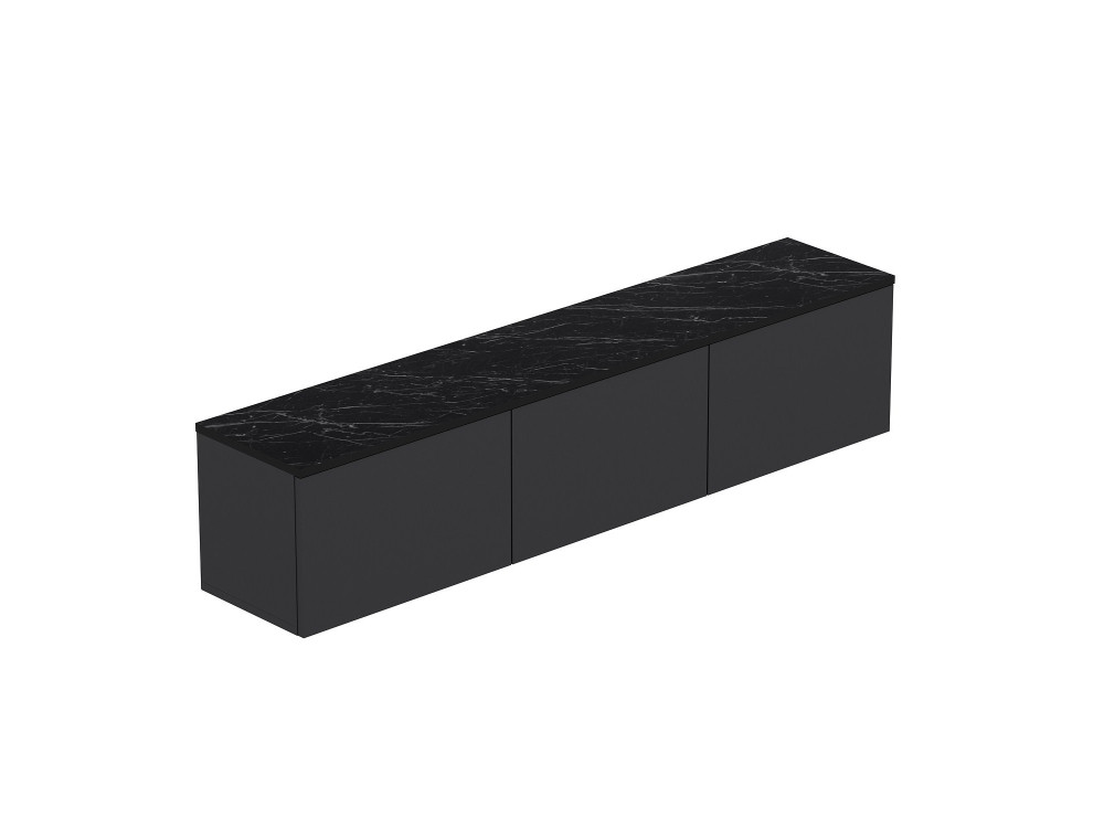 Meuble TV suspendu en bois avec éclairage LED "Neon" - 160 x 32 x 35 cm - Gris anthracite