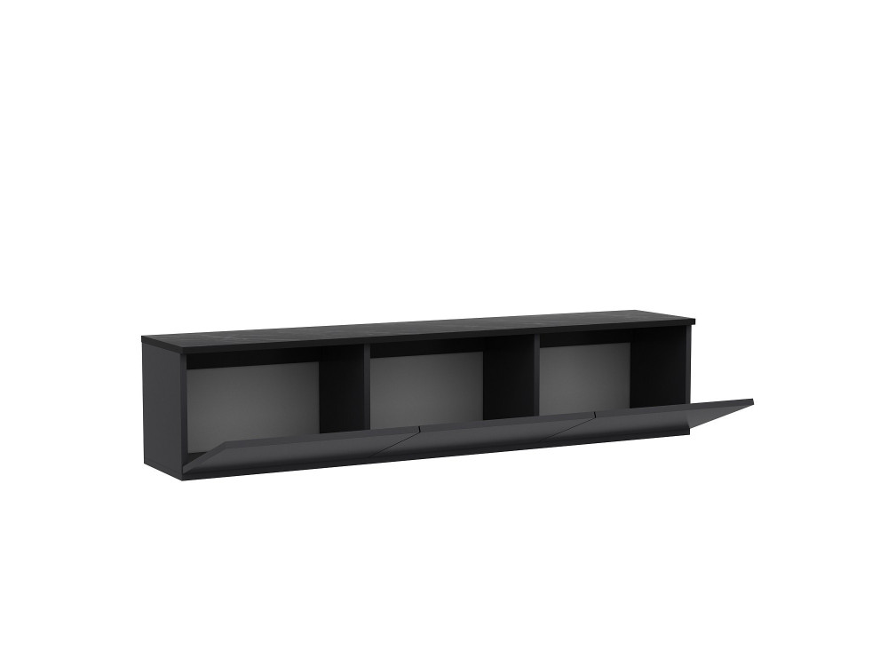 Meuble TV suspendu en bois avec éclairage LED "Neon" - 160 x 32 x 35 cm - Gris anthracite